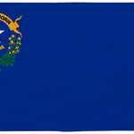 Nevada State Flag 4' x 6' Printed Nylon featuring a blue field, white star, and yellow circle with white star. Durable with brass grommets for outdoor use.