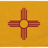 New Mexico State Flag 3' x 5' Printed Nylon with red Zia symbol on yellow background, strong canvas header, brass grommets, UV-resistant.