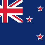 New Zealand Flag Printed Nylon 3' x 5', featuring red stars on a blue background, durable canvas header, and brass grommets for outdoor use.