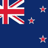 New Zealand Flag Printed Nylon 3' x 5', featuring red stars on a blue background, durable canvas header, and brass grommets for outdoor use.