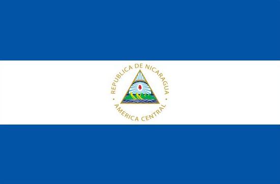 Nicaragua Flag Printed Nylon 3' x 5', featuring a blue and white design with a central emblem, strong canvas header, and brass grommets for durability.