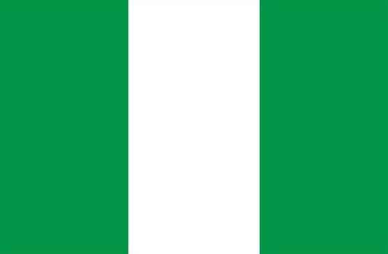 Nigeria Flag Printed Nylon 3' x 5' with green and white design, featuring a strong canvas header and two brass grommets for outdoor or indoor use.