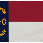 North Carolina State Flag 4' x 6' Printed Nylon with strong canvas header, two brass grommets, and single-sided UV resistant artwork for outdoor use.