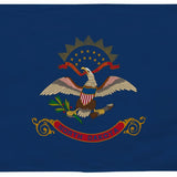 North Dakota State Flag 3' x 5' Printed Nylon featuring an eagle with a shield, stars, and a ribbon, designed for outdoor use with brass grommets.