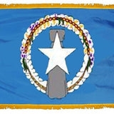 Northern Marianas Islands Flag, 3' x 5' Indoor Printed Nylon, features a white star within a circle on a blue background, with a flannel-lined pole sleeve.