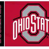 OSU Buckeyes 3' x 5' Polyester Flag with white and black logo, officially licensed NCAA team, features header and grommets, brand new and never flown.