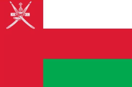 Oman Flag Printed Nylon 3' x 5', featuring strong canvas header, two brass grommets, and four rows of lock-stitching, suitable for outdoor use.