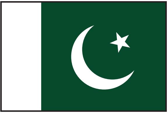 Pakistan Flag Printed Nylon 3' x 5' featuring a white crescent and star on a green background, designed to UN specifications with brass grommets for durability.