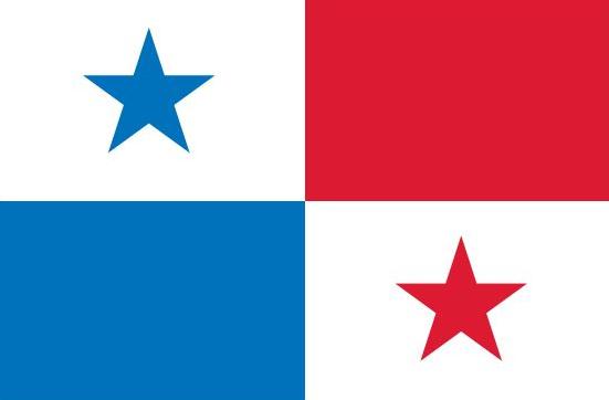 Panama Courtesy Flag 12 x 18, featuring stars on a red, white, and blue square; made of Marine-grade nylon with canvas header and brass grommets.