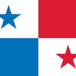 Panama Flag Printed Nylon 5' x 8' with stars and stripes, featuring strong canvas header and brass grommets. Suitable for outdoor use, UV resistant.