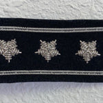 Past Commodore Yacht Club Officer Insignia Pin with three silver stars on black felt, outlined by silver thread, featuring two secure back pins.