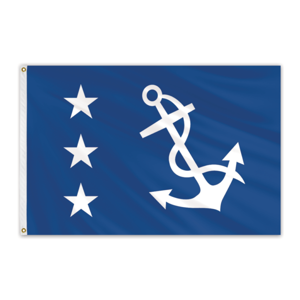 Past Commodore Yacht Club Officer Flag Printed 12 x 18 with white anchor and stars, durable and fast-drying, made of UV-resistant nylon with brass grommets.