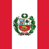 Peru Flag Printed Nylon 3' x 5', featuring the national emblem with a deer, cornucopia, and leafy branch, designed for indoor or outdoor use.