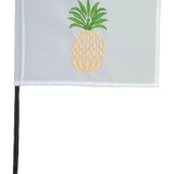 Yacht Club New Member 4 x 6 Sewn and Embroidered Pineapple Stick Table Flag with black plastic staff and gold top.