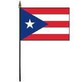 Puerto Rico Stick Flag 4 x 6 on a 10.5 plastic stick with a gold spear finial, perfect for desktop display.