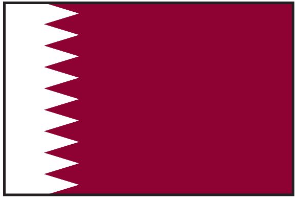 Qatar Flag Printed Nylon 3' x 5', featuring strong canvas header, brass grommets, UV-resistant, printed on one side with reverse image, suitable for indoor/outdoor use.