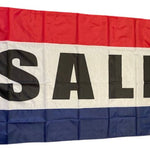 SALE-NOW RENTING-CAR WASH-MOBILE HOME-MODEL Flags 3' x 5' Nylon Printed; flag displays bold black letters on a red, white, and blue background with brass grommets.