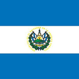 El Salvador Flag Printed Nylon 2' x 3' with green emblem, strong canvas header, brass grommets, and UV-resistant nylon for indoor or outdoor use.