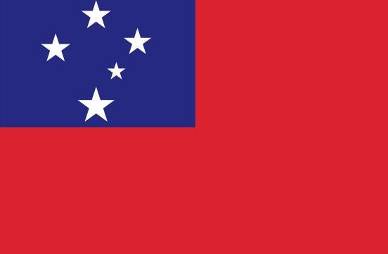 Western Samoa Flag Printed Nylon 3' x 5' with white stars, strong canvas header, and brass grommets, suitable for indoor or outdoor use.