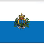 San Marino Flag Printed Nylon 3' x 5' featuring a crown, coat of arms, and strong canvas header with brass grommets for outdoor use.