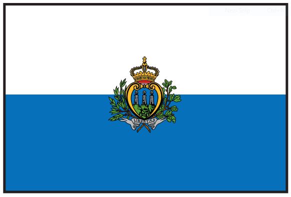 San Marino Flag Printed Nylon 3' x 5' featuring a crown, coat of arms, and strong canvas header with brass grommets for outdoor use.