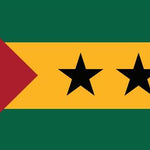 Sao Tome & Principe Flag Printed Nylon 3' x 5' with black stars, brass grommets, and strong canvas header for indoor or outdoor use.