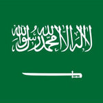 Saudi Arabia Flag Printed Nylon 3' x 5', featuring white text and symbols on a green background, with brass grommets and strong canvas header for outdoor use.