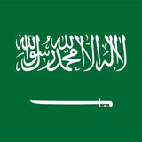 Saudi Arabia Flag Printed Nylon 3' x 5', featuring white text and symbols on a green background, with brass grommets and strong canvas header for outdoor use.