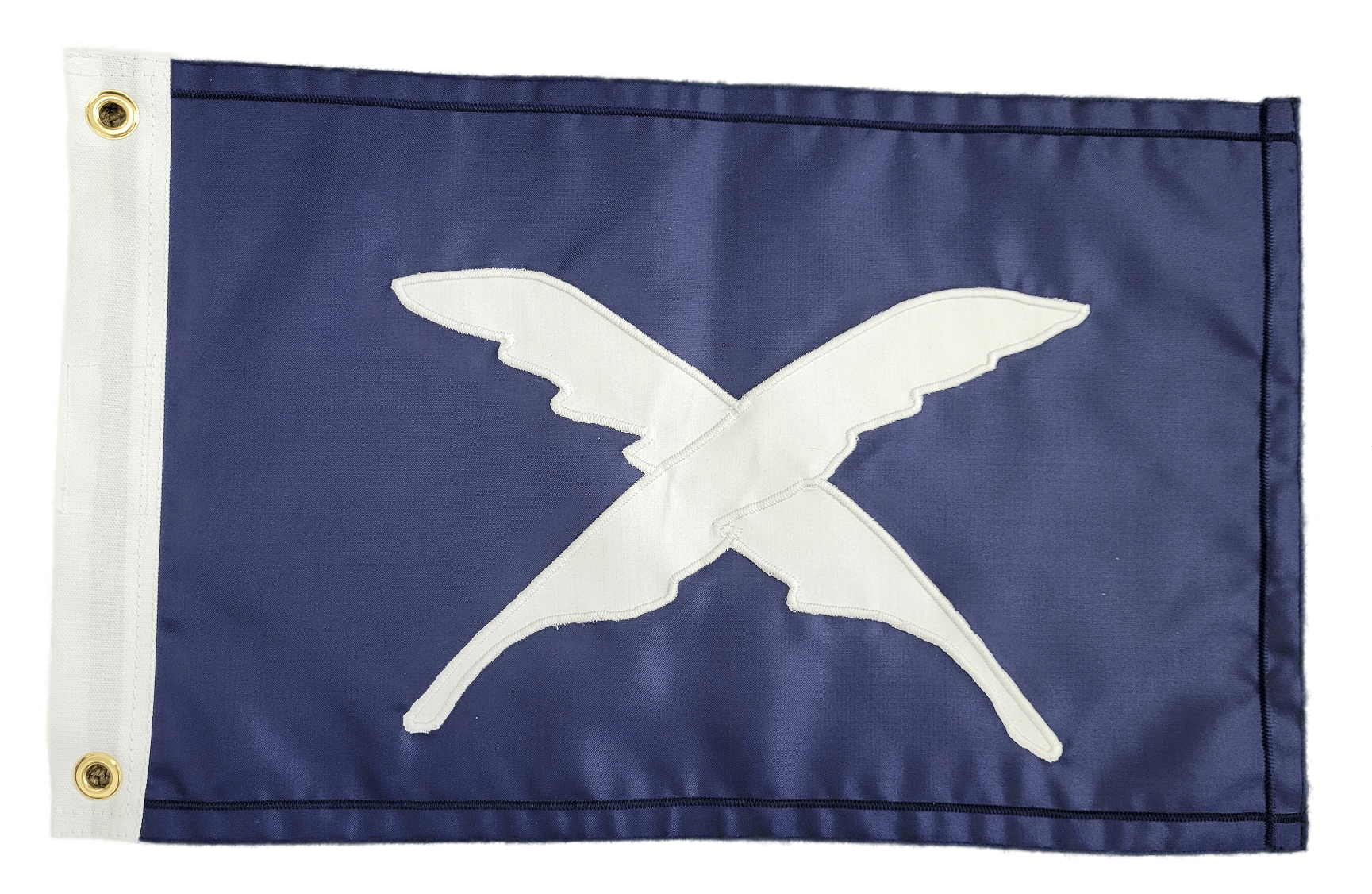 Secretary Yacht Club Officer Flag Sewn Applique Nylon 12 x 18 featuring a white cross on a blue surface, indicating officer presence onboard, durable and UV resistant.