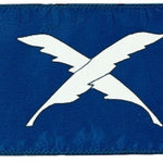 Secretary Yacht Club Officer Flag, 12 x 18 with white X on blue background, durable nylon with brass grommets, indicating officer presence on board.