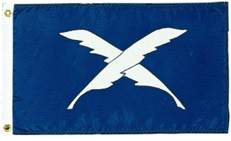 Secretary Yacht Club Officer Flag, 12 x 18 with white X on blue background, durable nylon with brass grommets, indicating officer presence on board.