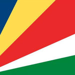 Seychelles Flag Printed Nylon 3' x 5' featuring a central triangle, strong canvas header, and brass grommets, designed for indoor or outdoor use.