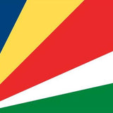 Seychelles Flag Printed Nylon 3' x 5' featuring a central triangle, strong canvas header, and brass grommets, designed for indoor or outdoor use.