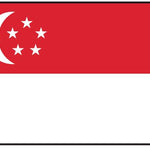 Singapore Flag Printed Nylon 3' x 5' featuring a crescent moon and stars, with strong canvas header and two brass grommets, designed for indoor or outdoor use.