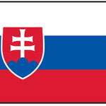 Slovakia Flag Printed Nylon 3' x 5' with white cross, blue heart, and strong canvas header with brass grommets, designed for indoor or outdoor use.