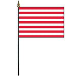 Sons of Liberty Stick Flag 4 x 6, mounted on a 10.5 plastic stick with gold spear finial, ideal for tabletops or desktops.