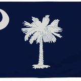 South Carolina State Flag 4' x 6' Printed Nylon, featuring a crescent moon and palm tree design, with brass grommets for outdoor use.