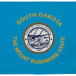 South Dakota State Flag 12 x 18 Printed Nylon with yellow text, blue background, and official state emblem. Features brass grommets for outdoor use.