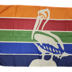 Custom PRINTED NYLON Personalized Flag featuring a pelican design, ideal for promoting organizations, businesses, or personal use.