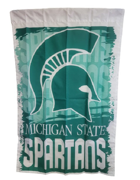 MSU Spartans Vintage 27 x 41 Polyester Banner with Pole Sleeve, featuring a logo, ideal for avid Michigan State University fans. Pole not included.