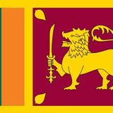 Sri Lanka Flag Printed Nylon 3' x 5' featuring a yellow lion with a sword and a red and green flag, suitable for indoor or outdoor use.