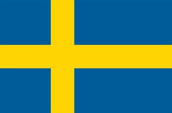 Sweden Flag Printed Nylon 3' x 5' with blue and yellow design, strong canvas header, and brass grommets for indoor or outdoor use.