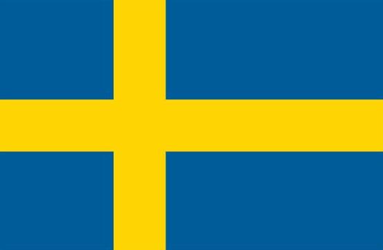 Sweden Flag Printed Nylon 2' x 3' with blue and yellow design, strong canvas header, and brass grommets for indoor or outdoor use.