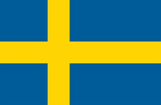 Sweden Flag Printed Nylon 5' x 8' with strong canvas header, brass grommets, and UV resistant material designed for indoor or outdoor use.