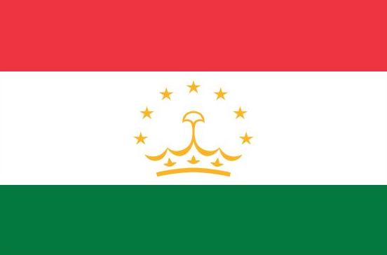 Tajikistan Flag Printed Nylon 3' x 5', featuring a yellow crown with stars on a red and green background, suitable for indoor or outdoor use.