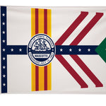 City of Tampa Flag Printed Nylon 3' x 5', featuring a city logo, stars, and stripes, designed for durability with canvas header and brass grommets.