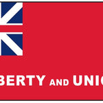 Taunton Historic Liberty and Union 3' x 5' Printed Nylon Flag featuring Liberty and Union text with British flag canton in top left corner.