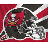 Tampa Bay Buccaneers 3' x 5' Polyester Flag featuring a skull with helmet design, header, and brass grommets.