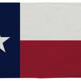 Texas State Flag 12 x 18 printed nylon with a white star on a blue background, red fabric, canvas header, and brass grommets for outdoor use.