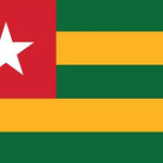 Togo Flag Printed Nylon 3' x 5' with a white star, durable canvas header, and brass grommets, suitable for indoor or outdoor use.